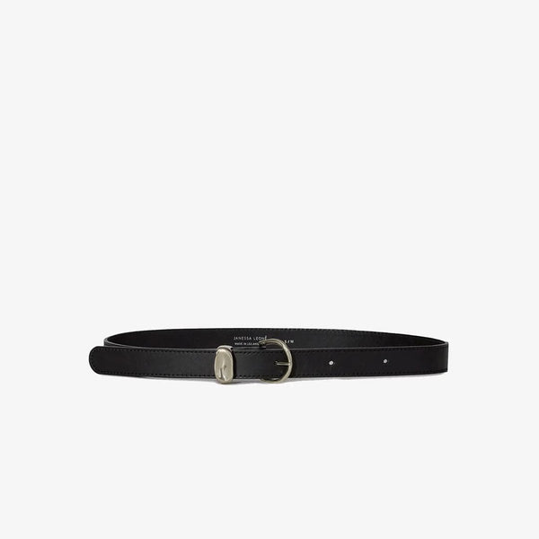 NEW Janessa Leone Black Leather Wrap Belt Silver Buckle Myra Size S Handmade 1\