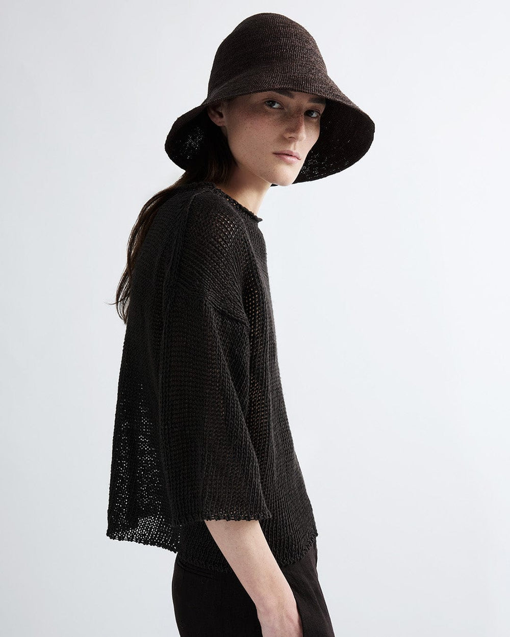 Janessa Leone Teagan Bucket Hat in Navy. Size Small. Teagan Bucket | Janessa Leoné main image 3